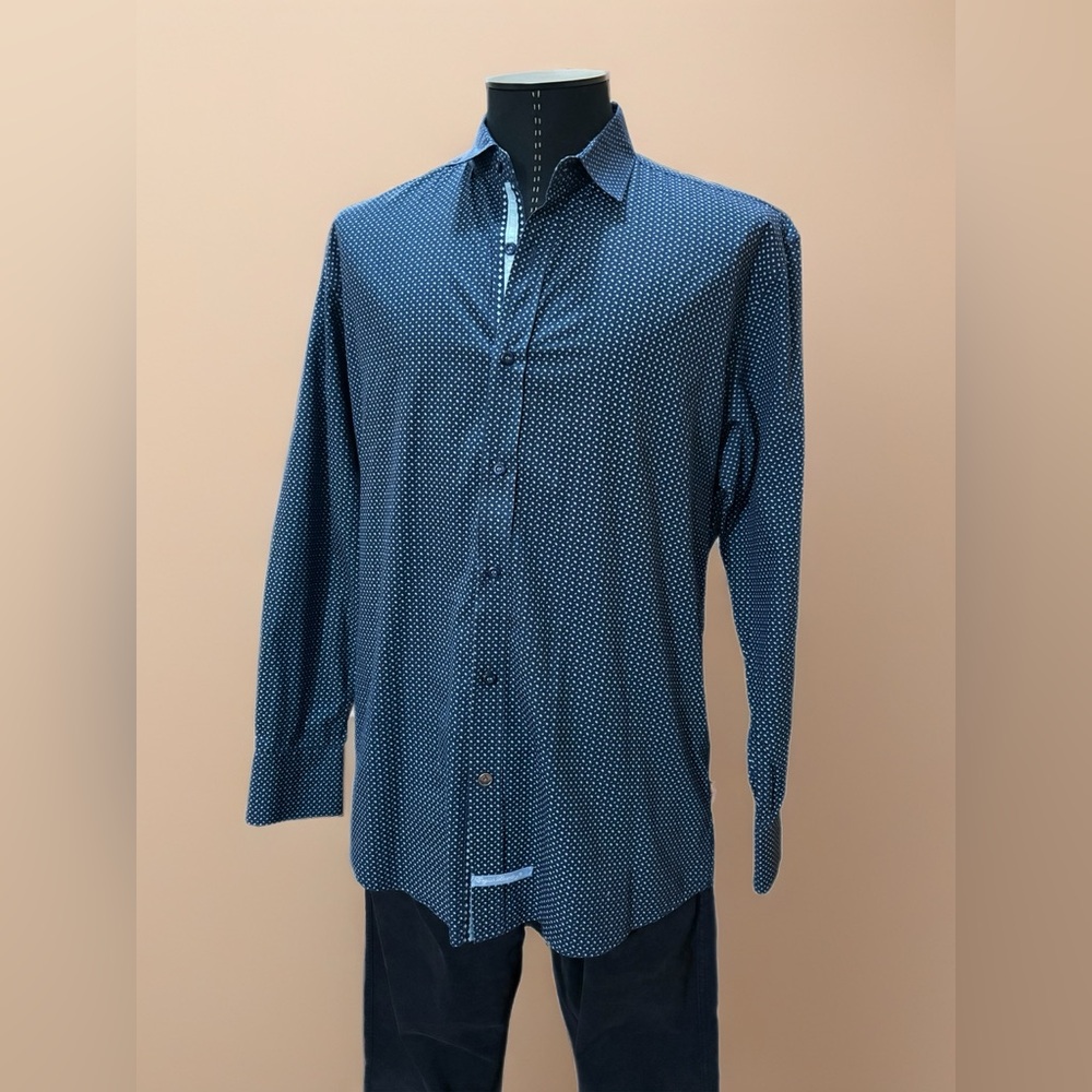 English Laundry Navy Geometric Button Down Shirt